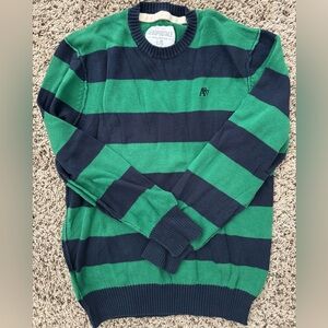 Aeropostale Green and Navy Striped Pullover Vintage Y2K